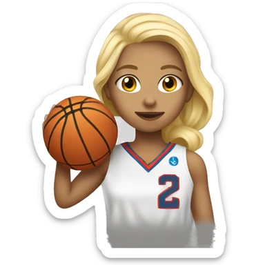 Blonde girl shooting basketball with 21 jersey  sticker