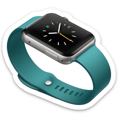 a teal fitbit band and an black apple watch lying flat in the style of an ios emoji  sticker