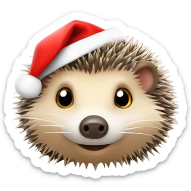 hedgehog with santa hat sticker