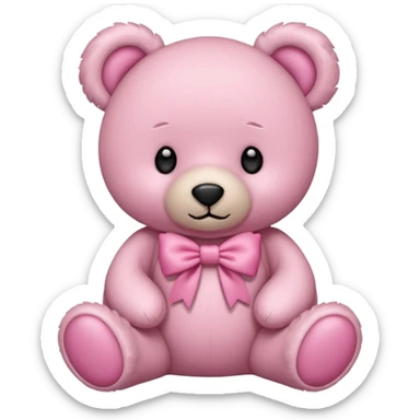 pink bow teddy bear solo sticker