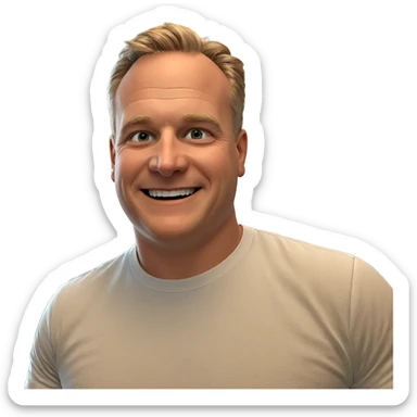 smiling boy in white shirt sticker