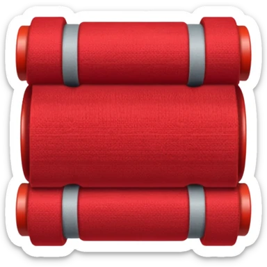  A full red rug, rolled up sticker