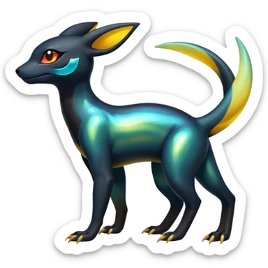 Colorful Iridescent Exotic Salandit-Aurorus-Umbreon-Fakémon-hybrid-creature (full body)  sticker