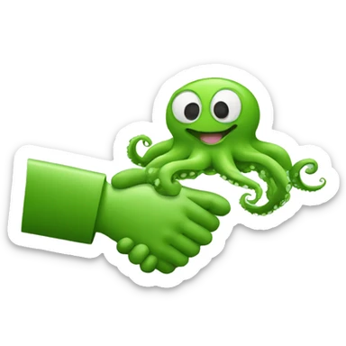 dog handshake green octopus sticker
