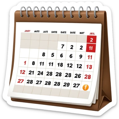 Desk calendar flipped to current month sticker