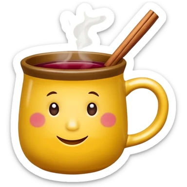 a yellow mug with steaming mulled wine without straw

 sticker