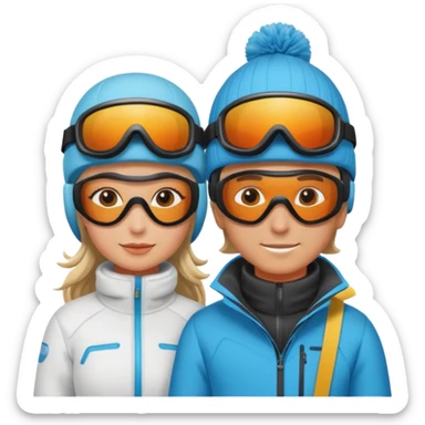 a recently marries couple skiing sticker