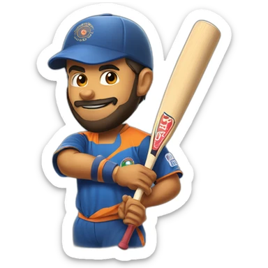 Virat kholi with bat sticker