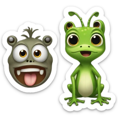 a frog and a donkey surprised sticker