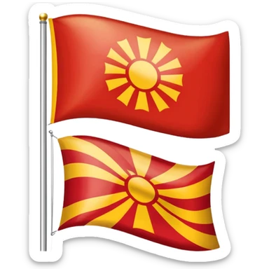 combine half the macedonian flag with half the polish flag so there is an even amount of each in the one flag. keep the colours of the flags the same do not merge them. just cut half of each and put them together sticker