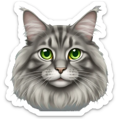 Grey tigered Maine coon cat with green eyes sticker