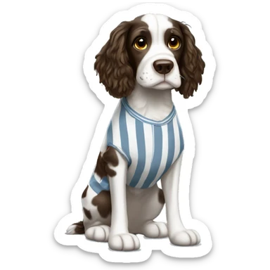 Springer Spaniel in striped pajamas sticker