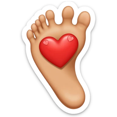 playful foot emoji with a flirty face and a small heart sticker