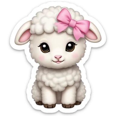 cute baby lamb with pink bow sticker