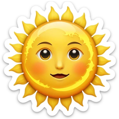 big sun with small tiny yellow moon beside it sticker
