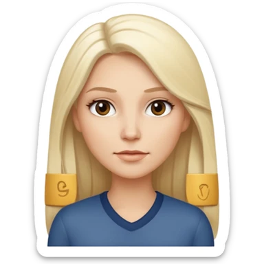 Stylized emoji portrait of a sexy long-haired white-blonde woman, confident expression, smooth skin, minimal makeup, clean background sticker