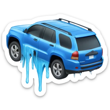 Blue suv melting like an ice block in the sun sticker