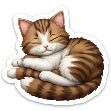 dark brown tabby and white kitten sleeping whilst in funny positions stretched out and  upside down sticker