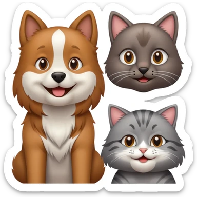 Dog smile and cat nervous sticker