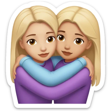 girl hug another girl behind sticker