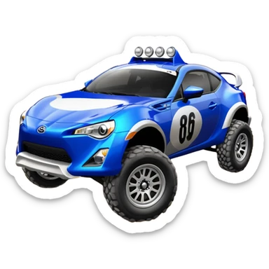 2013 scion fr-s ultramarine off road 4wd monster Baja dessert racer number 86 with large silver wheels  sticker