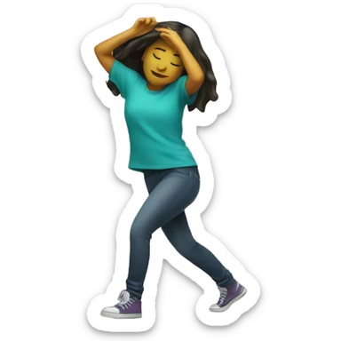 girl heads down emoji dabbing sticker
