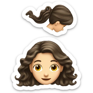 Brunette 6th grade girl with long wavy hair doing hair flip sticker