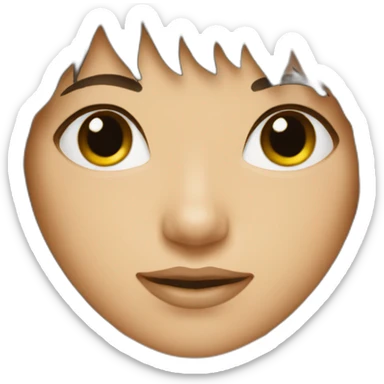 dark-brown-long-hair-fringe-girl-with-black -eyes Download emoji sticker