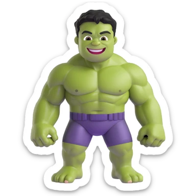 cute friendly hulk superhero smiling for children sticker
