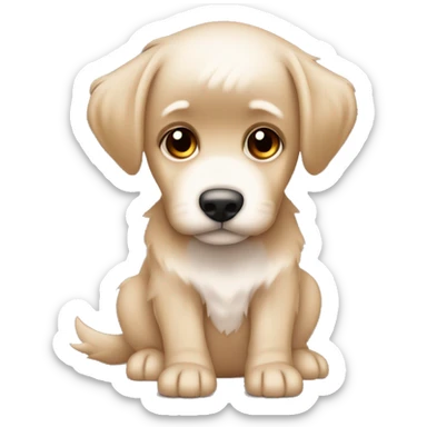 menino pele beji claro cabelo marrom claro e cabelo curto com topete com um cachorro yorkshire sticker