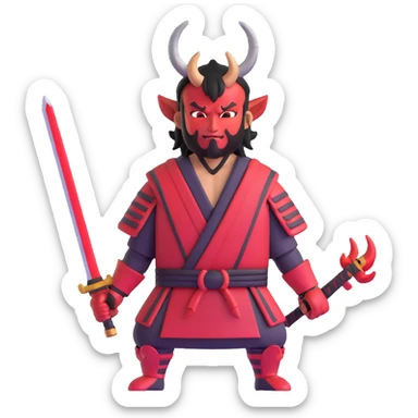 Devil samurai warrior with horns sticker
