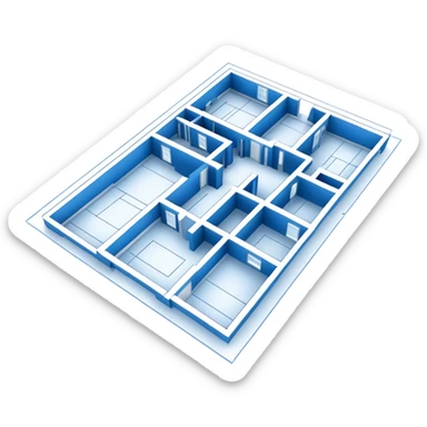 blue blueprint plan with crisp white architectural lines sticker