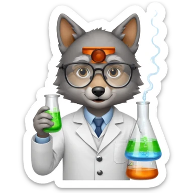 A wolf dressed as a scientist sticker