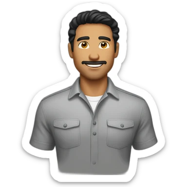 man emoji, tanned, stubble, black hair sticker