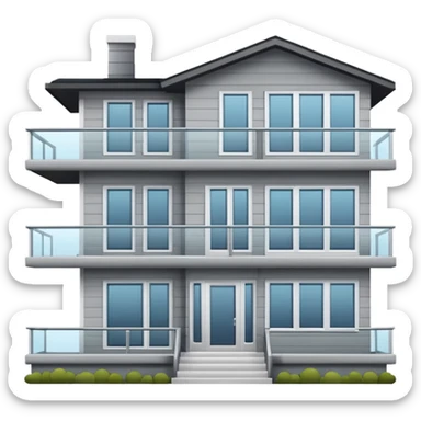 Generate a modern looking house, with grey wood panels on the outside, 2 floors sticker