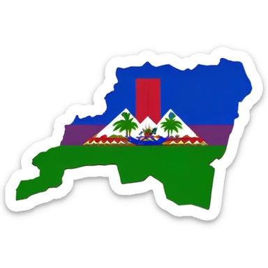 outline of the island of haiti with the flag filling in the outline sticker