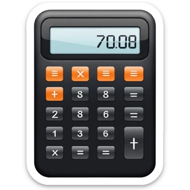 Minimalistic flat vector icon, iOS style, thin black contour on white background. Calculator and geometric shapes (triangle, circle). No text, no shadows. sticker