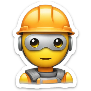 cute robot with a round face wearing construction hat sticker