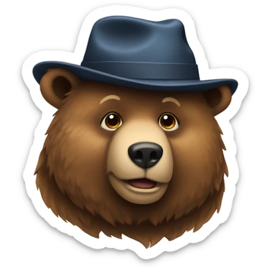 A bear with a hat sticker