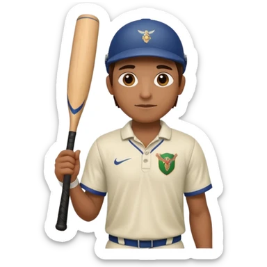 emoji of a cricket player holding a bat, inspired by the movie Jersey sticker