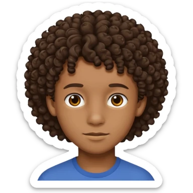 Black 15 year old boy with curly brown hair sticker