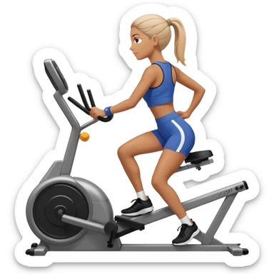 women  workout on erg machine
 sticker