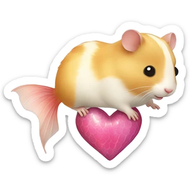 hamster with heart with mermaid tail sticker
