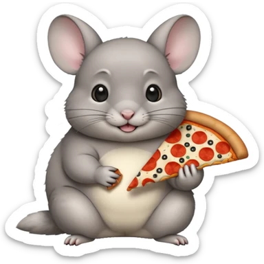 chinchilla eating pizza sticker