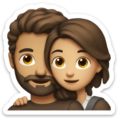 man with brown beard hugging girl with dark brown hair sticker