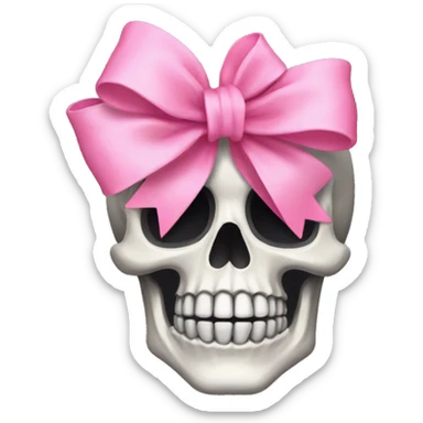 Skeleton with pink bow on head sticker