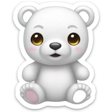 Cute aesthetic white stuffed bear sticker