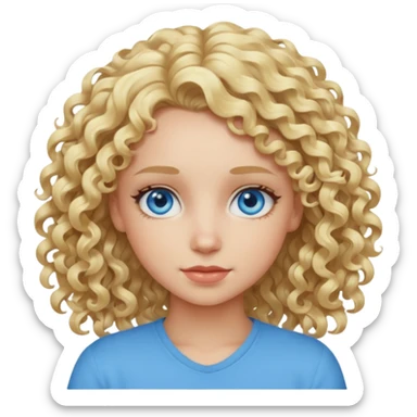 Cool blond curly girl blue eyes. Cooler color blond hair sticker