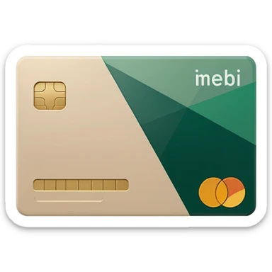 light beige debit card with dark green geometric inserts sticker