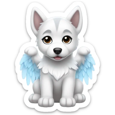 A husky puppy with angel wings sticker